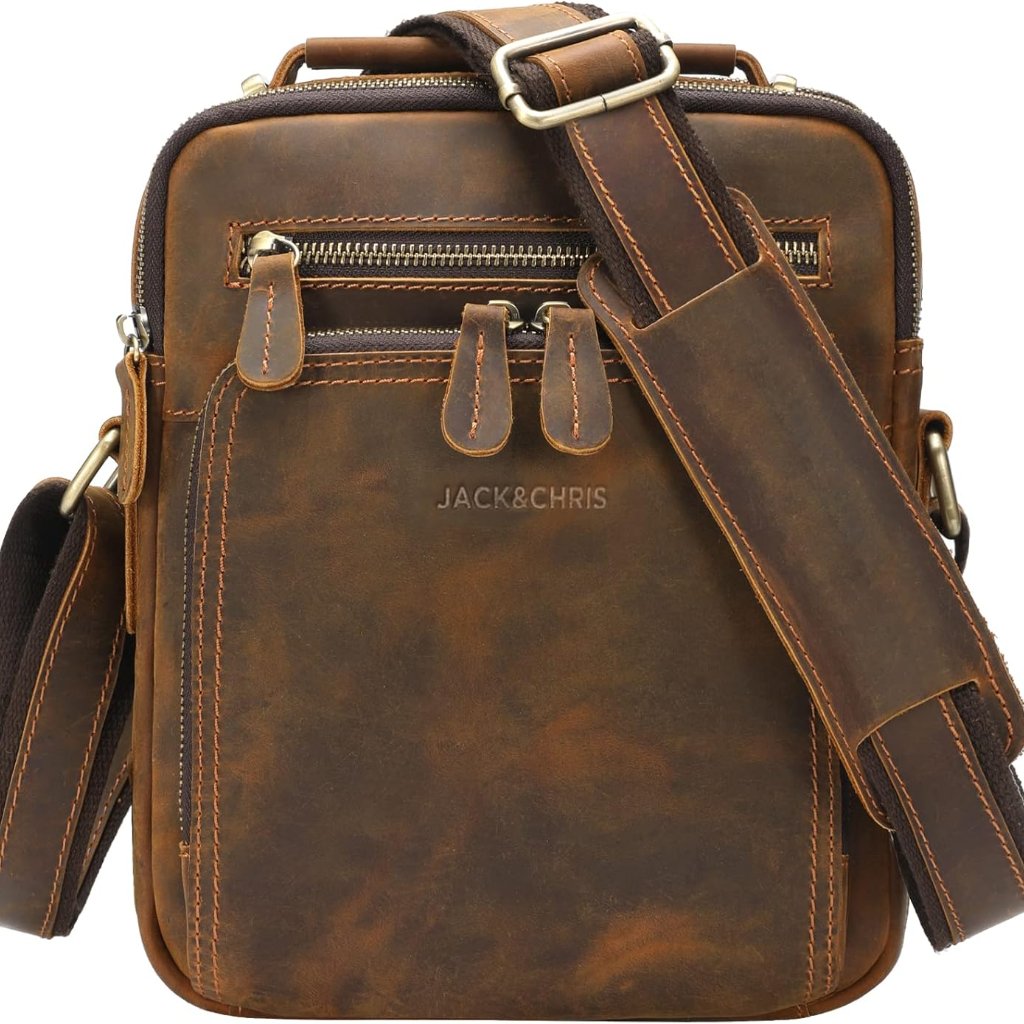Leather Messenger Bag For Men, Man Purse Crossbody Bags For Work Business, Coffe